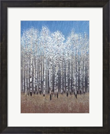 Framed Cobalt Birches I Print
