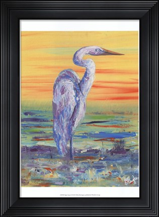 Framed Egret Sunset I Print