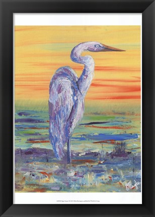 Framed Egret Sunset I Print