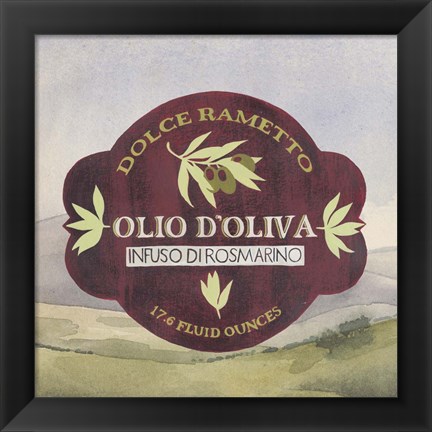 Framed Olive Oil Labels II Print