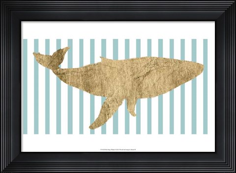 Framed Pin Stripe Whale I Print