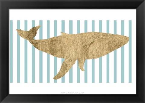 Framed Pin Stripe Whale I Print