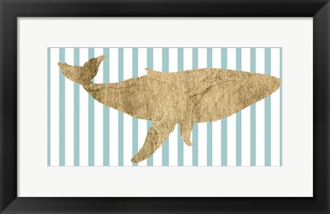 Framed Pin Stripe Whale I Print