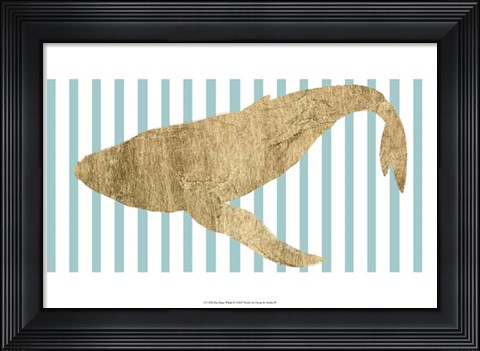 Framed Pin Stripe Whale II Print