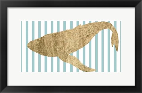 Framed Pin Stripe Whale II Print