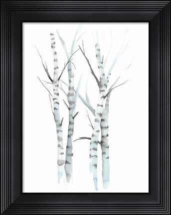 Framed Aquarelle Birches I Print