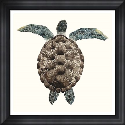 Framed Mosaic Turtle I Print
