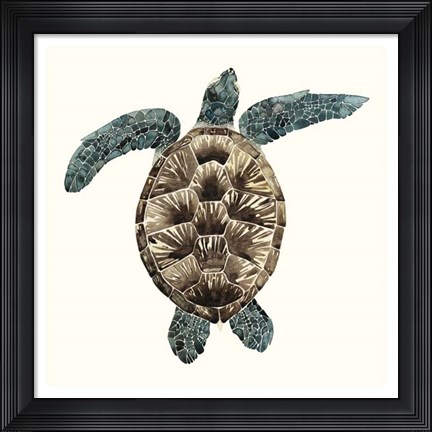Framed Mosaic Turtle II Print