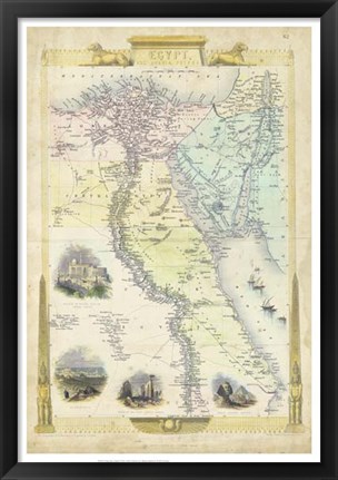 Framed Vintage Map of Egypt Print