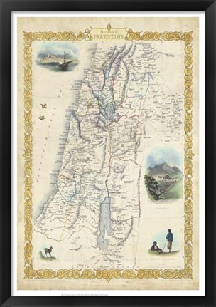 Framed Vintage Map of Palestine Print