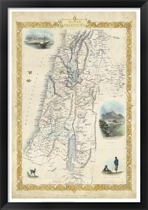 Framed Vintage Map of Palestine Print