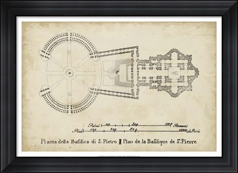 Framed Plan for St. Peter&#39;s Basilica Print