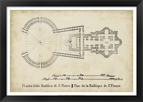 Framed Plan for St. Peter&#39;s Basilica Print