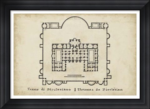 Framed Plan for the Baths of Diocletian Print