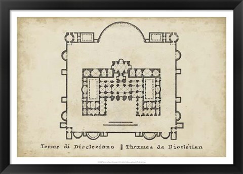 Framed Plan for the Baths of Diocletian Print