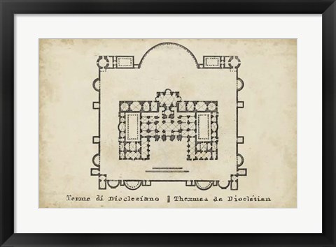 Framed Plan for the Baths of Diocletian Print