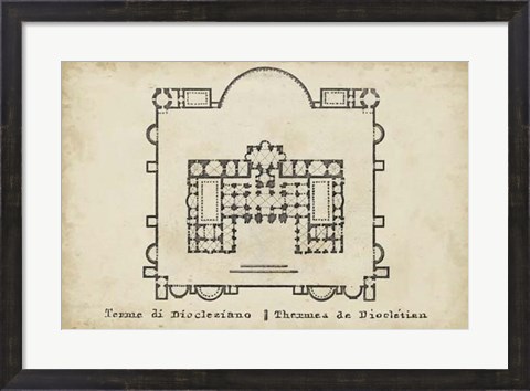 Framed Plan for the Baths of Diocletian Print