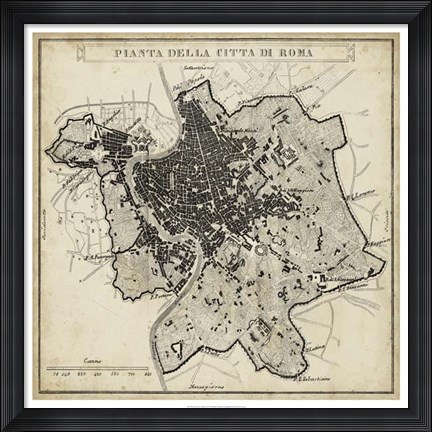 Framed City Plan of Rome Print