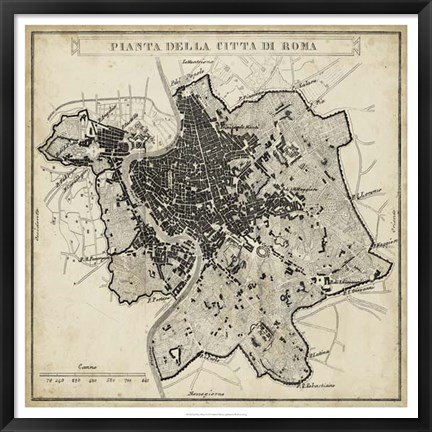 Framed City Plan of Rome Print
