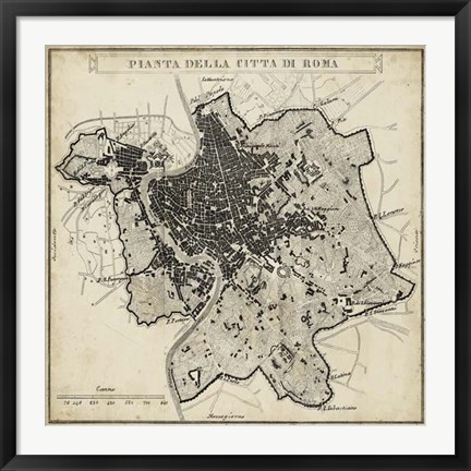 Framed City Plan of Rome Print