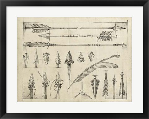 Framed Arrow Schematic I Print