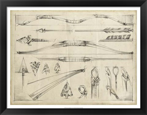 Framed Arrow Schematic II Print