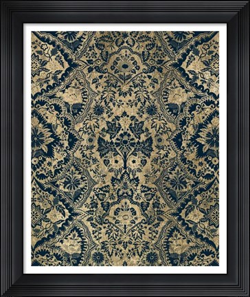 Framed Baroque Tapestry in Aged Indigo I Print