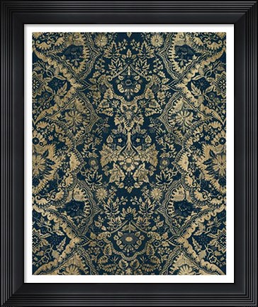 Framed Baroque Tapestry in Aged Indigo II Print