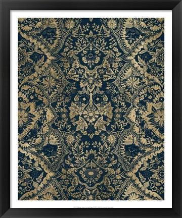 Framed Baroque Tapestry in Aged Indigo II Print