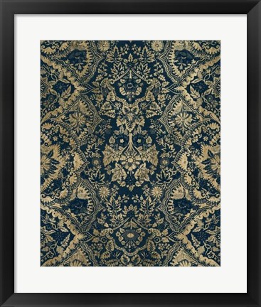 Framed Baroque Tapestry in Aged Indigo II Print