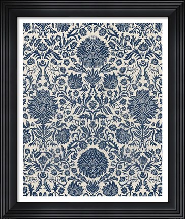 Framed Baroque Tapestry in Navy I Print