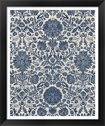 Framed Baroque Tapestry in Navy I Print