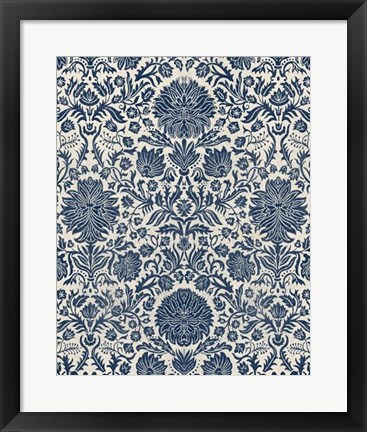 Framed Baroque Tapestry in Navy I Print