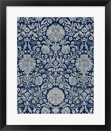 Framed Baroque Tapestry in Navy II Print