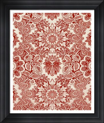 Framed Baroque Tapestry in Red I Print