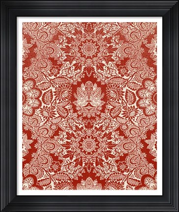 Framed Baroque Tapestry in Red II Print