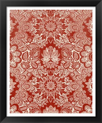 Framed Baroque Tapestry in Red II Print