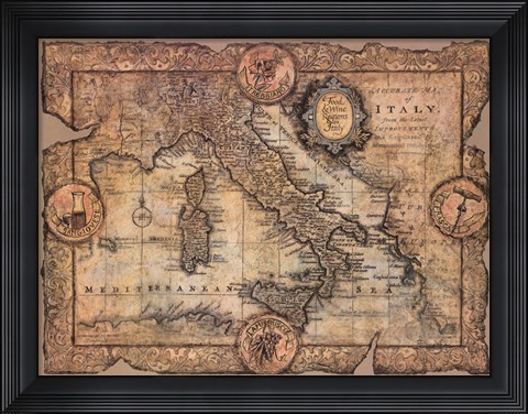 Framed Map Of Italy Print
