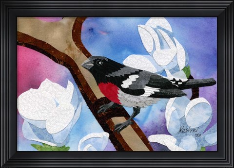 Framed Rose Breasted Grosbeak Print