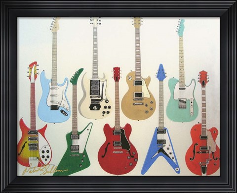 Framed Guitars Print