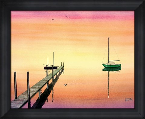 Framed Pier &amp; Boat Print