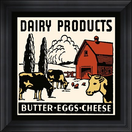 Framed Dairy Product-Butter, Eggs, Cheese Print