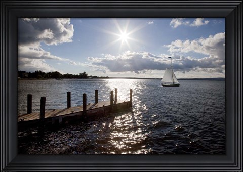 Framed Sunrise At Crooked Lake Print