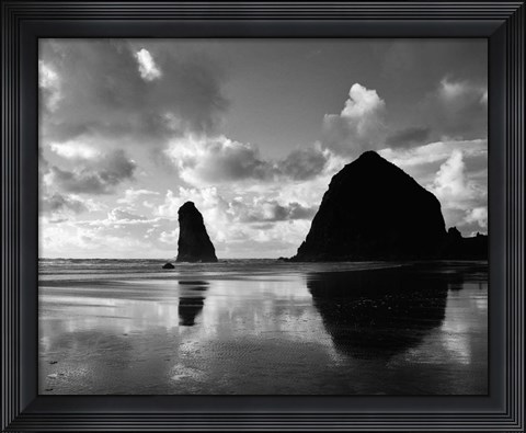 Framed Canon Beach Reflections Print