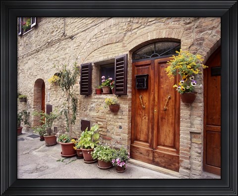 Framed Flowers On The Wall, Tuscany, Italy 06 Print