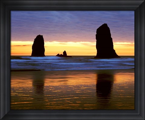 Framed Canyon Beach Sunset, Cannon Beach, Oregon 02 Print