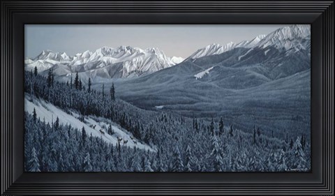 Framed Winter Valley- Elk Print