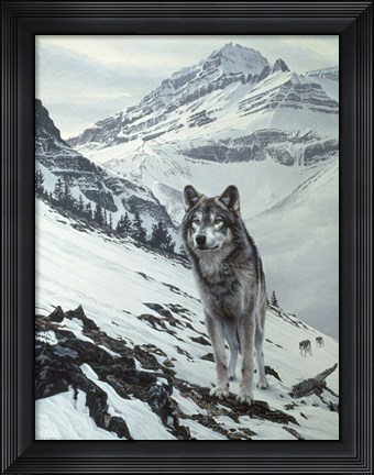 Framed Winter Crossing - Wolf Print
