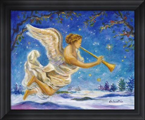 Framed Christmas Angel - Joy to the World Print