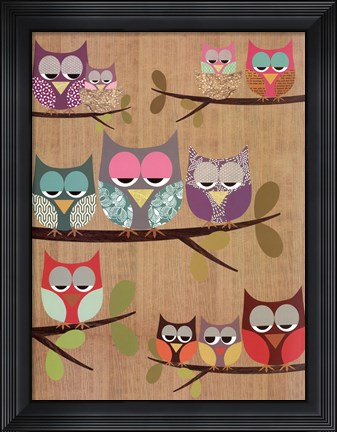 Framed Owl Tree I Print